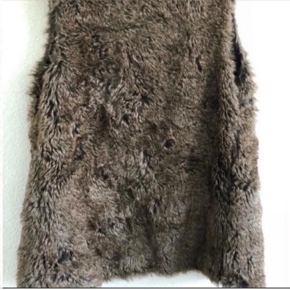 Lafayette 148 Open Front Faux Fur Collarless Vest Brown - Picture 4 of 6